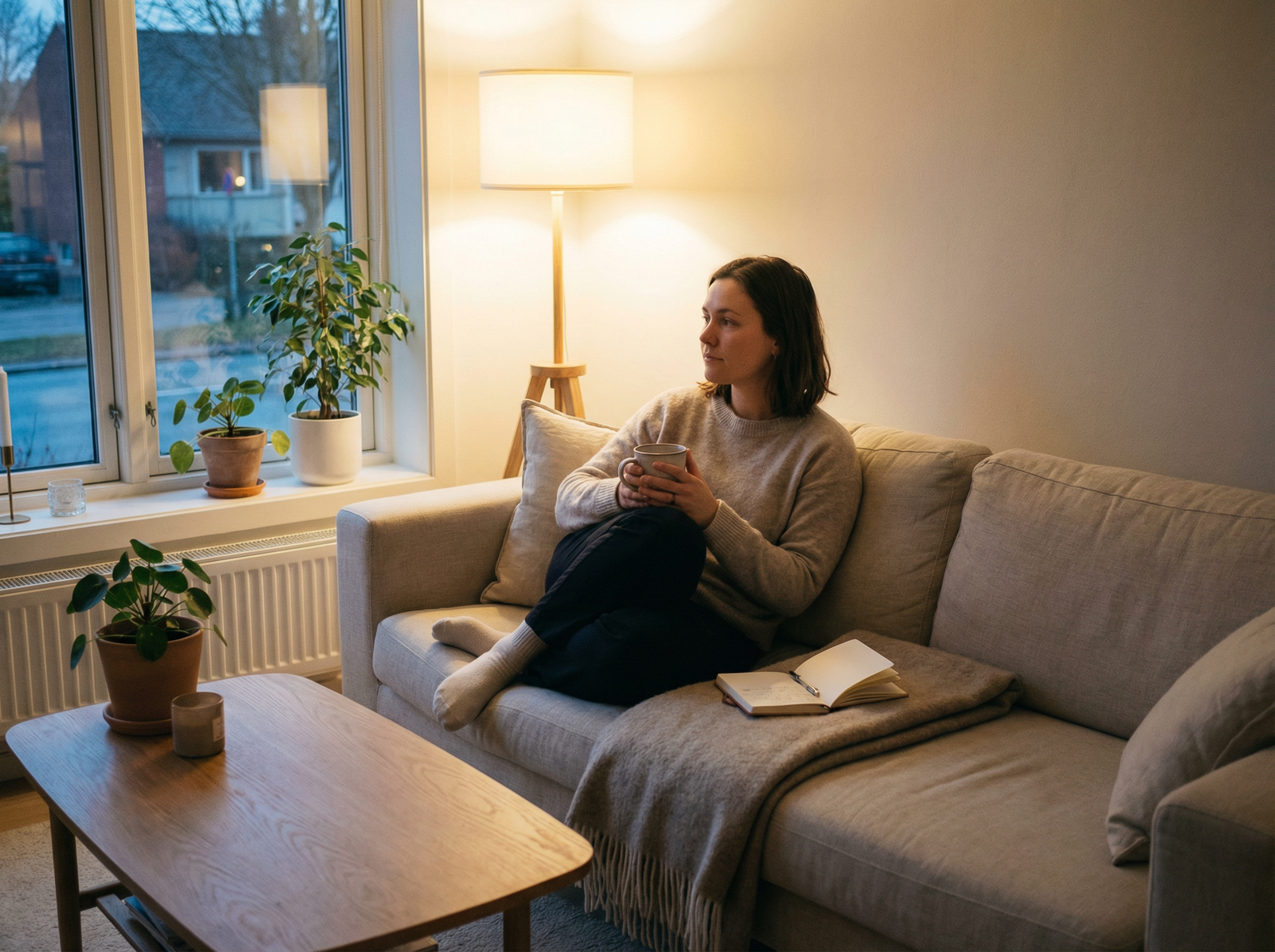 A calm after-work unwind moment at home.